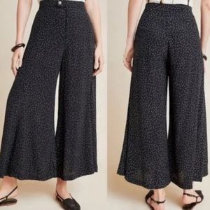 Anthropologie super Wide-Leg Trousers pants black white high rise flowy flare 14